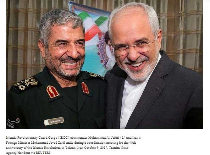 بازتاب برخورد صمیمانه ظریف و سردار جعفری در خبرگزاری رویترز + عکس