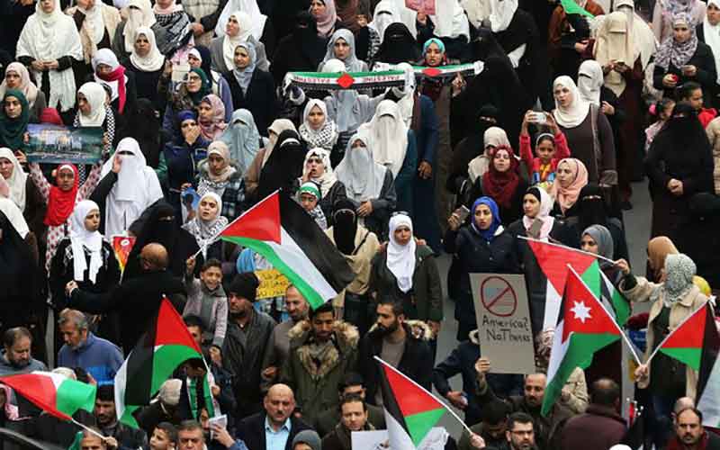 راهپیمایی هزاران اردنی در محکومیت تصمیم ترامپ درباره قدس