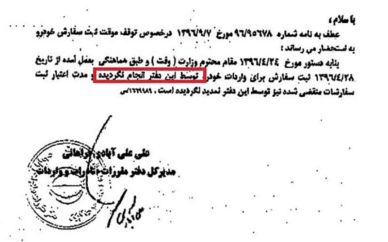 هرگونه ترخیص خودرو با ثبت سفارش 4 ماه اخیر ممنوع شد