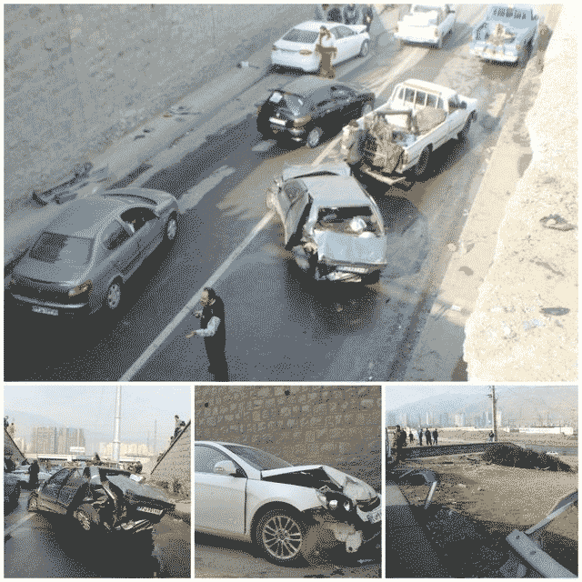 سقوط پژو پارس از روی پل در اتوبان تهران-کرج+ عکس