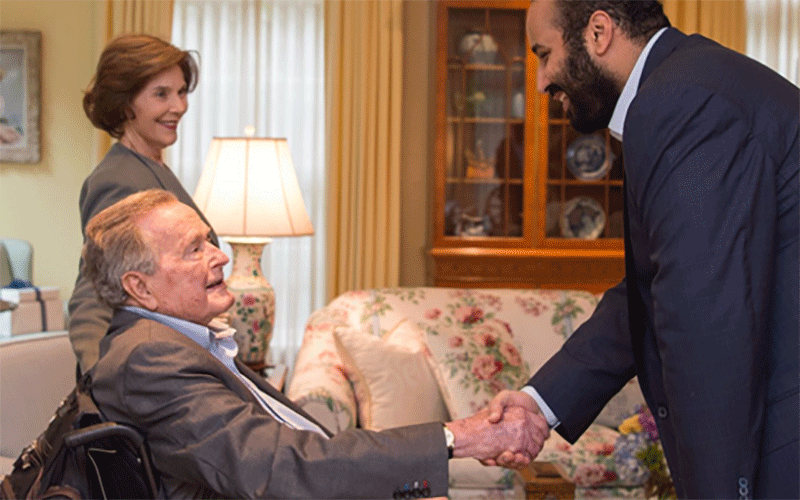 پس لرزه ها و خشم توئیتری از دیدار ولیعهد جنجالی عربستان با خاندان بوش