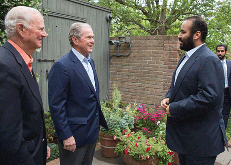 پس لرزه ها و خشم توئیتری از دیدار ولیعهد جنجالی عربستان با خاندان بوش