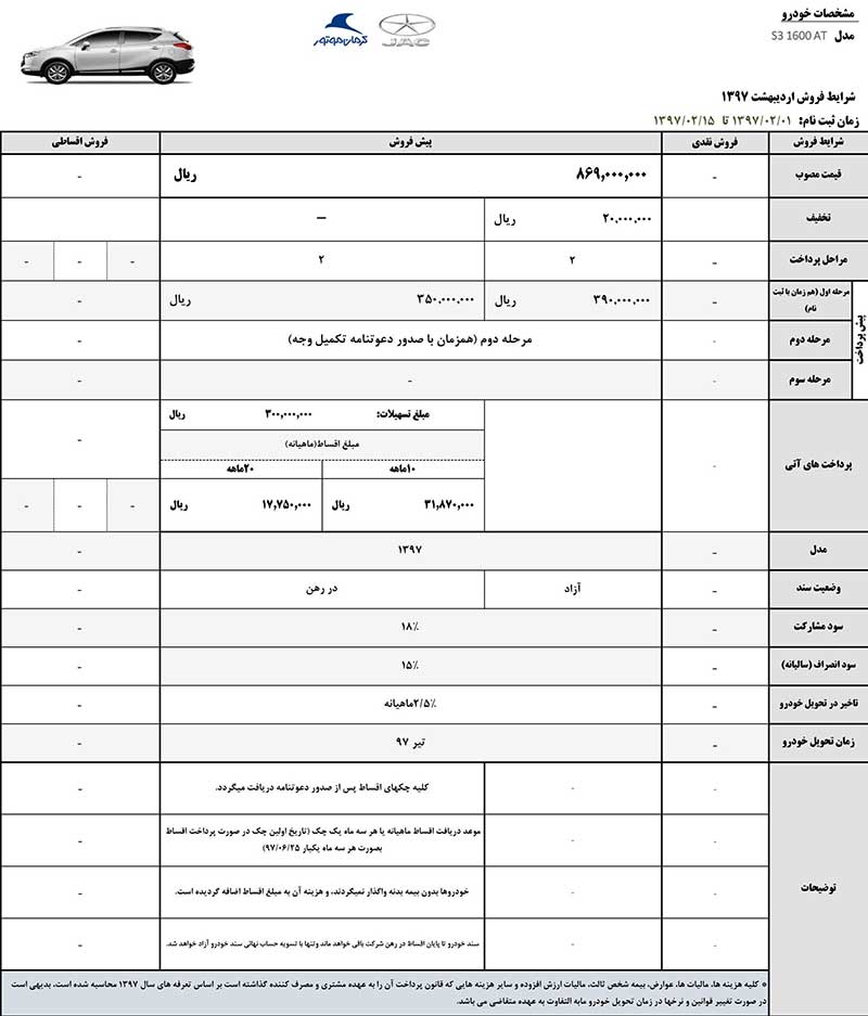 قیمت جک اس 3 افزایش یافت+شرایط فروش