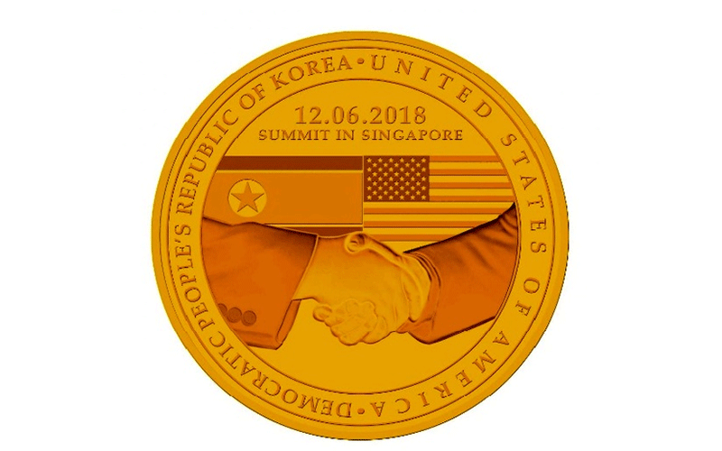 پردهبرداری از مدال یادبود دیدار تاریخی کیم و ترامپ