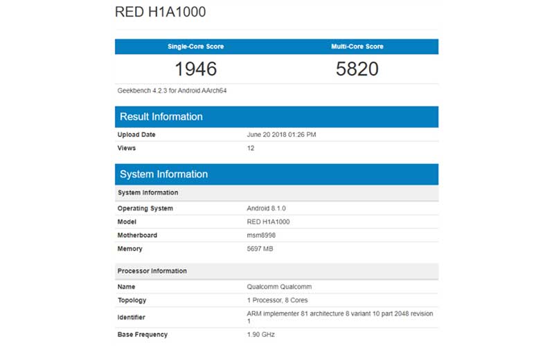 موبایل هیدروژن وان در گیک بنچ رویت شد