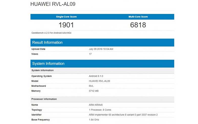 هواوی آنر 10 با تراشه کرین 970 در وبسایت گیک بنچ رؤیت شد