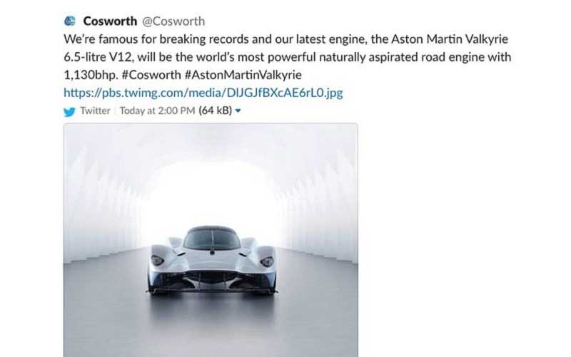 استون مارتین والکری قدرتمند ترین خودروی تنفس طبیعی قانونی برای جاده