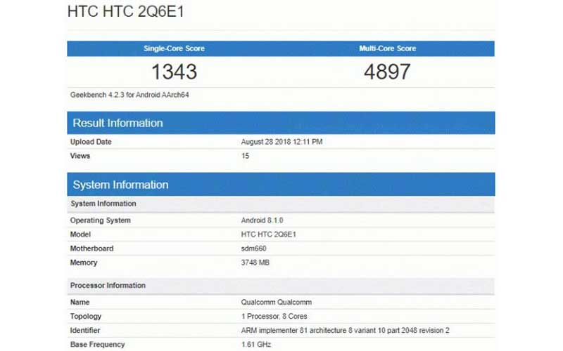 بنچمارک اچ تی سی یو 12 لایف اطلاعات جالبی را فاش میکند