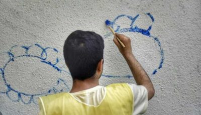 کودکان اوتیسم دیوارهای شهرمان را رنگی کردند