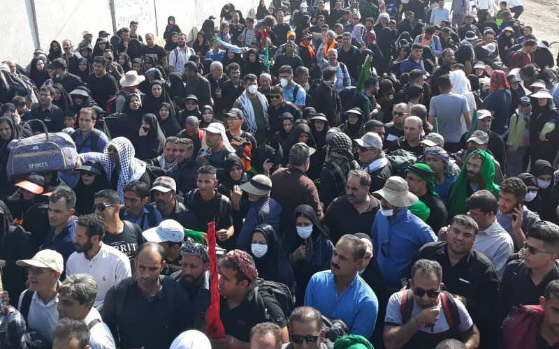 ازدحام جمعیت زوار اربعین در مرز شلمچه غوغا است