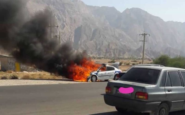 ماجرای آتش گرفتن خودروی پلیس در بوشهر چه بود