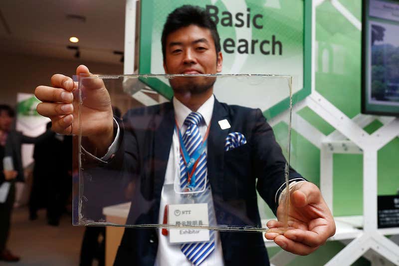 someone showing transparent battery