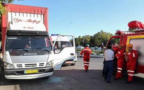 برخورد کامیون با درخت