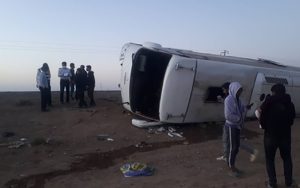 واژگونی اتوبوس در جاده مشهد