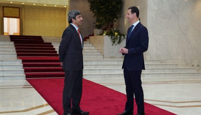 اولین سفر وزیر خارجه امارات به سوریه و دیدار با بشار اسد