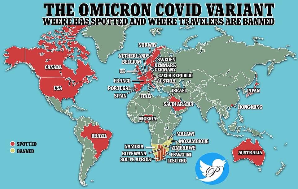 نقشه جهانی اومیکرون /عکس