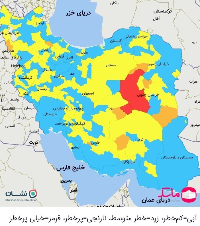 قرمز شدن ۲ شهر در نقشه کرونایی/ ۸ استان در صدر جدول واکسیناسیون کرونا / نقشه و جدول