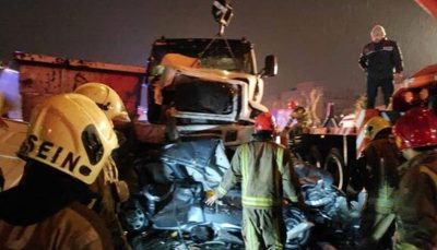 تصادف ١۴ خودرو در بزرگراه شیخ فضل الله