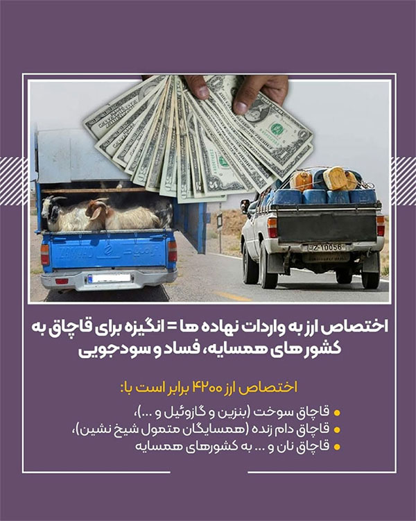رشد قاچاق و فساد با اجرای سیاست ارز 4200 تومانی در کشور