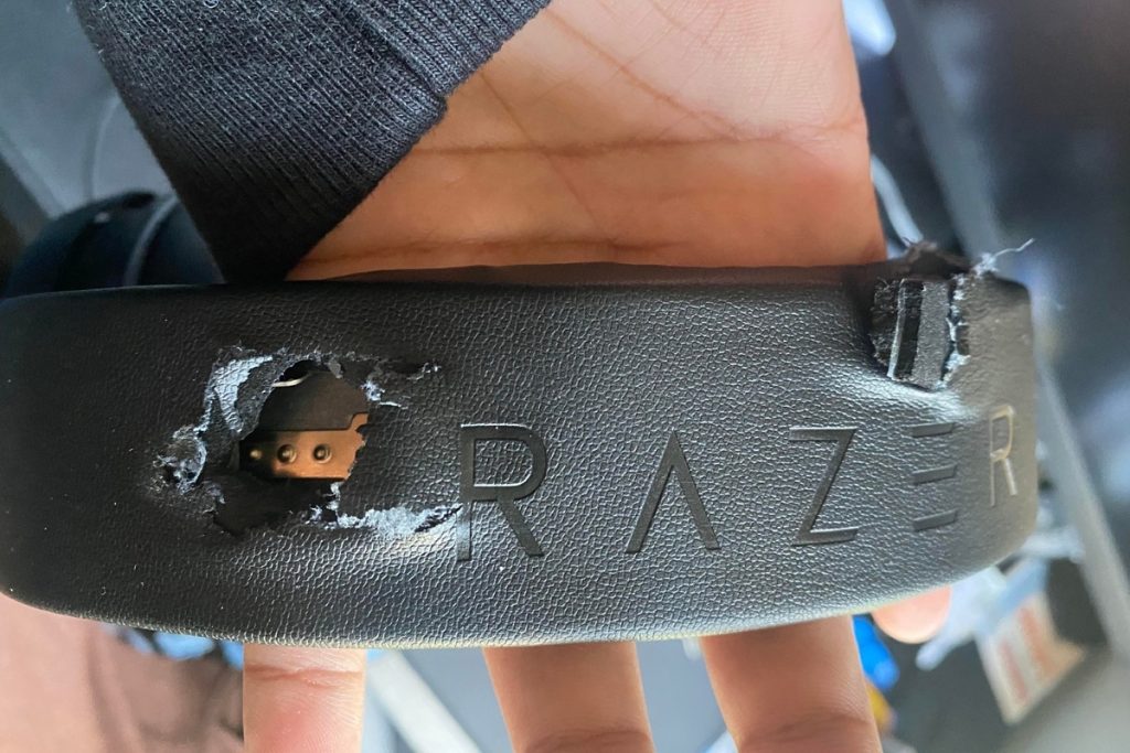 Razer-headset-with-entry-and-exit-bullet-holes