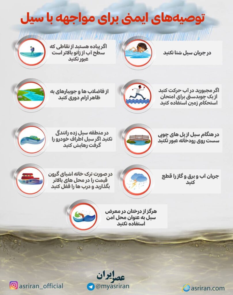 توصیه های ایمنی برای مواجهه با سیل