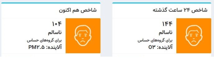 شاخص آلودگی هوا به عدد ۱۰۴ رسید