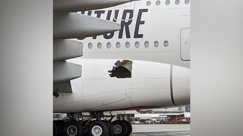 پرواز هواپیمایی ایرباس A380 با بدنه سوراخ