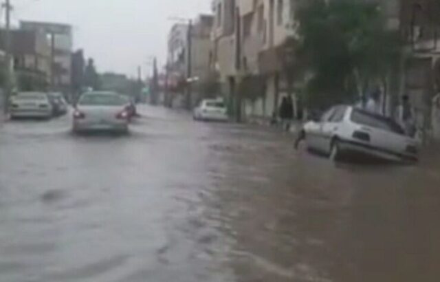 خیابان های زاهدان پس از باران شدید
