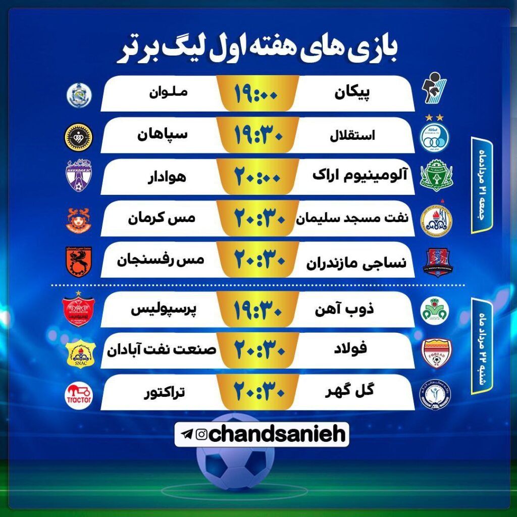 برنامه هفته نخست لیگ برتر