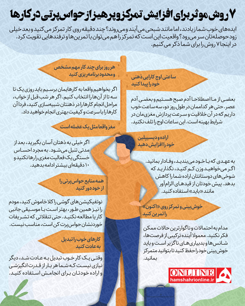 ۷ روش برای افزایش تمرکز