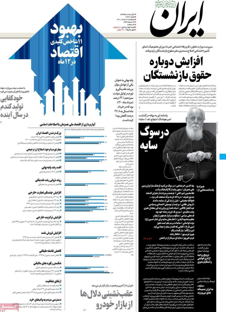 صفحه نخست روزنامه ها