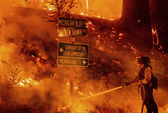 شرکت امدیاف هفتتپه شوش در آتش سوخت یک نیروی آتش نشانی در حال خاموش کردن آتش سوزی جنگلی