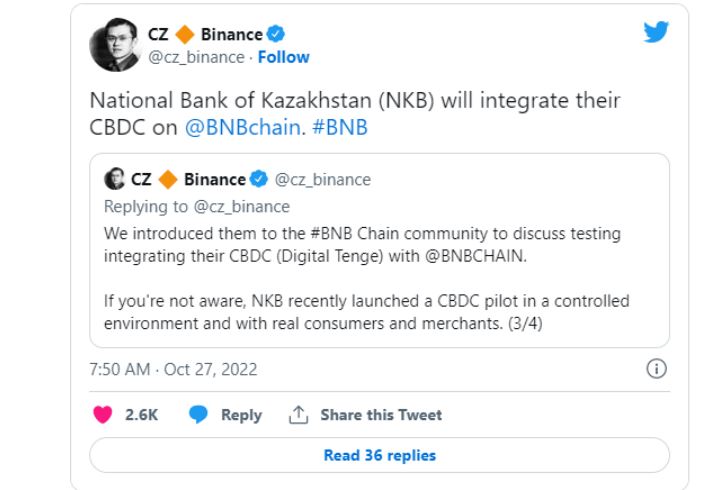 بانک مرکزی قزاقستان ارز دیجیتال ملی خود را در زنجیره BNB ادغام می کند