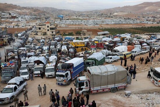 کاروان پناهجویان سوری در لبنان در حال عزیمت و بازگشت به کشورشان