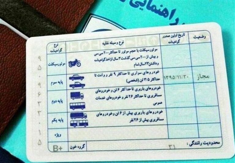 رنگ بندی گواهینامه های رانندگی