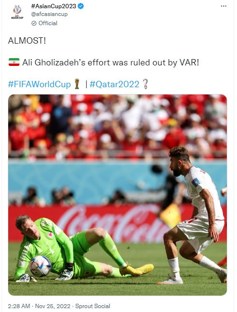  AFC به مردود شدن گل ایران در جام جهانی واکنش نشان داد