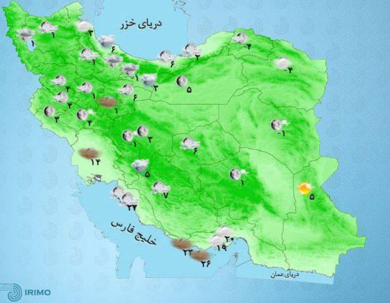 کاهش دمای هوا در نوار شمالی کشور
