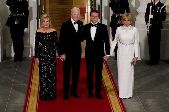 رییس جمهوری فرانسه در مراسم شام رسمی در کاخ سفید واشنگتن