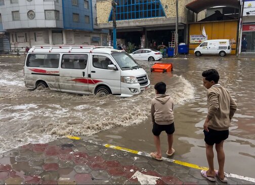 آب گرفتکی معابر در شهر نجف