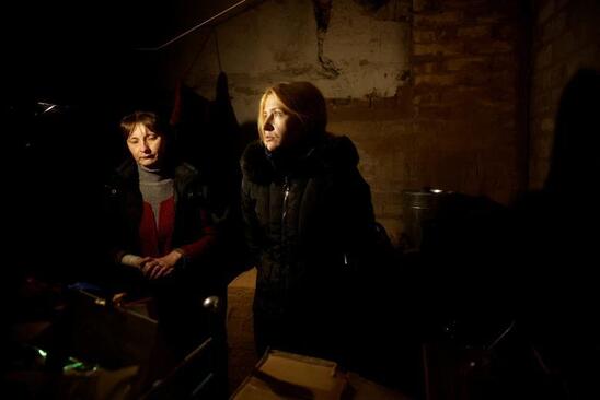 یک پناهگاه زیر زمینی در شهر باخموت اوکراین