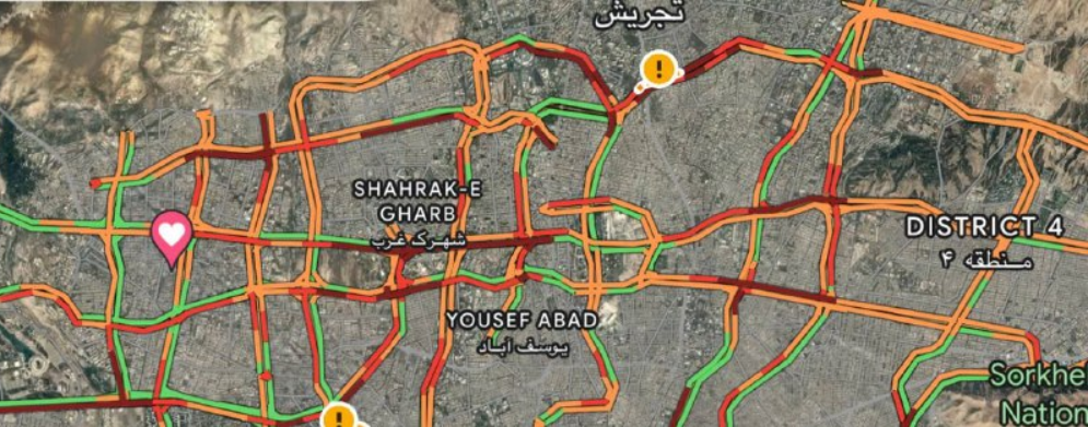 نقشه ترافیکی شهر هم اکنون