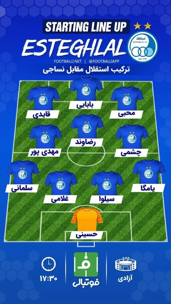 ترکیب استقلال مقابل نساجی مازندران