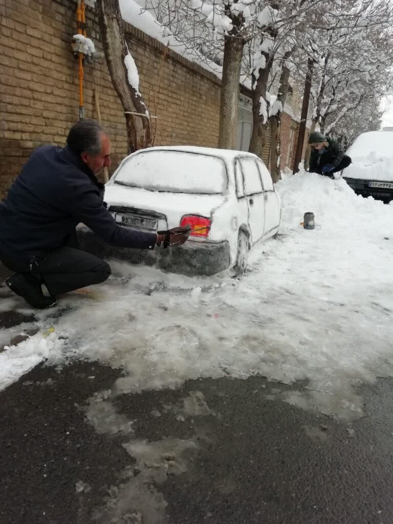 ساخت پراید با برف