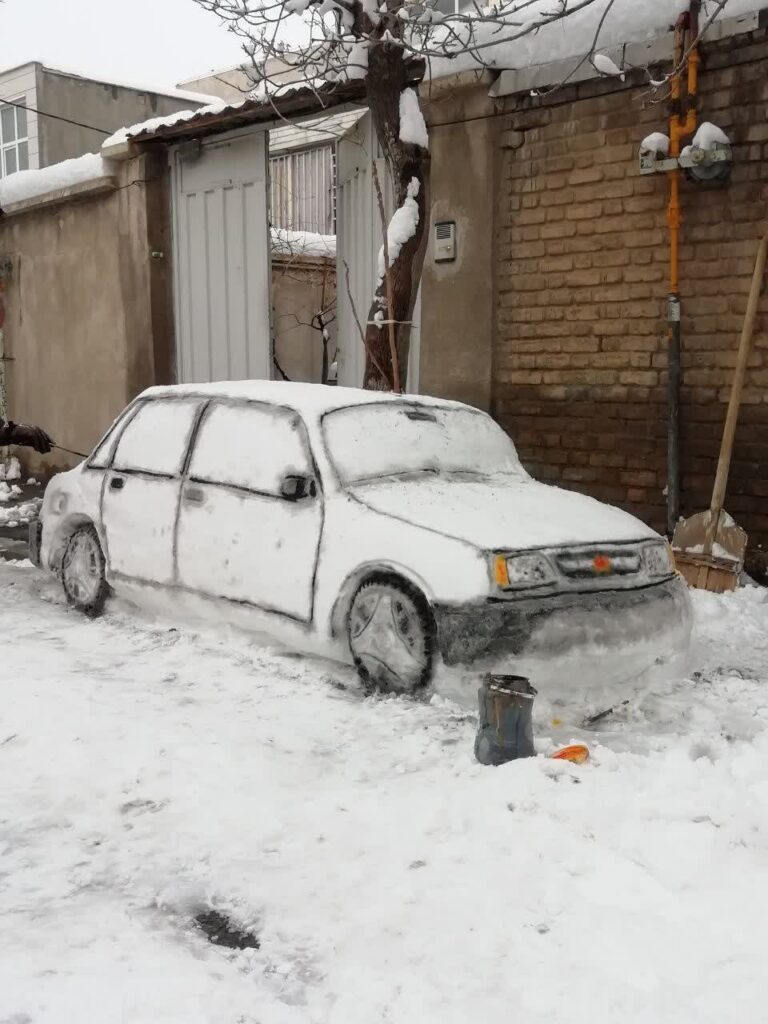 ساخت پراید با برف