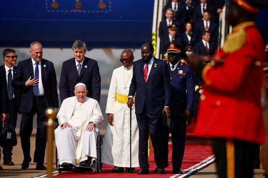 استقبال از پاپ فرانسیس در شهر «جوبا»
