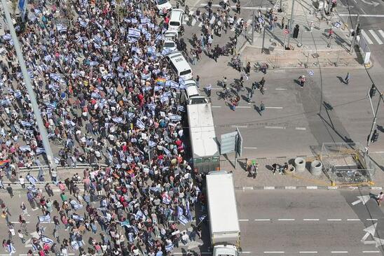 تظاهرات مخالفان حکومت اسراییل در شهر تل آویو