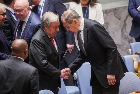 آنتونیو گوترش، دبیرکل سازمان ملل متحد، در جریان نشست شورای امنیت سازمان ملل