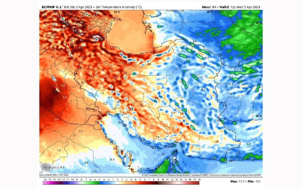 افزایش محسوس دمای هوا