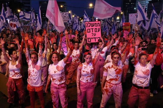 تظاهرات هفتگی برضد نتانیاهو در شهر تل آویو