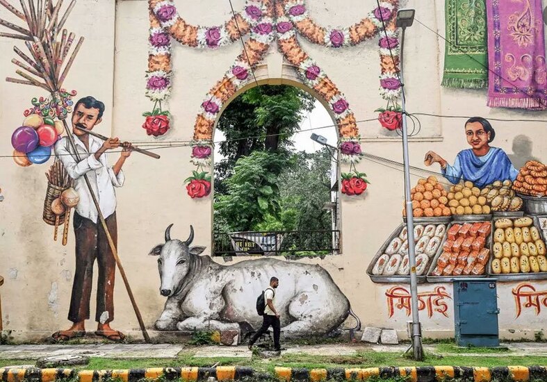 یک نقاشی دیواری در شهر دهلی هند